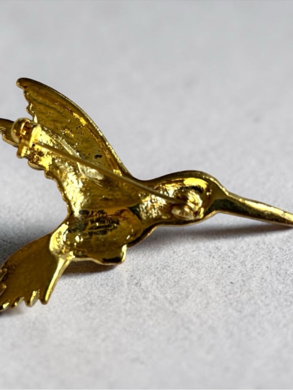 Vintage brooch Hummingbird gold with Blue, Green & Yellow Enamel - Picture 3 of 3